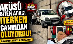 Aküsü biten aracı iterken canından oluyordu