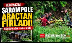 Şarampole uçan araçtan fırlayan sürücü yaralandı