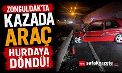Zonguldak'ta otomobil bariyerlere çarptı: 1 yaralı