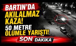 Bartın'da ilginç kaza: Yoldan çıkan araç su kanalının üzerinde ilerledi