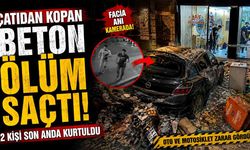 4 katlı binanın çatısından düşen parçalardan 2 kişi son anda kurtuldu