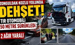 Zonguldak-Kozlu Yolunda Dehşet Anları: Tır Otomobili 50 Metre Sürükledi