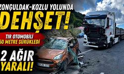 Zonguldak-Kozlu Yolunda Dehşet Anları: Tır Otomobili 50 Metre Sürükledi