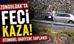 Zonguldak'ta bariyere çarpan otomobildeki yolcu yaralandı