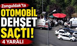Otomobil kalabalığın içine daldı!
