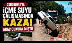 Zonguldak'ta korkutan kaza! Otomobil su kanalına düştü
