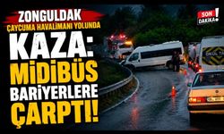 Zonguldak Çaycuma Havalimanı Yolunda Kaza: Midibüs Bariyerlere Çarptı!