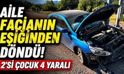Refüje çarpan otomobildeki 2'si çocuk 4 kişi yaralandı