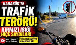 Karabük’te trafik terörü: Kırmızı ışığı hiçe saydılar!