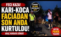Tır yola devrildi: Karı-koca faciadan son anda kurtuldu