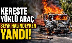 Kereste Yüklü Araç Seyir Halindeyken Yandı