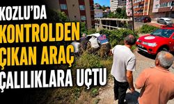 Kozlu'da kontrolden çıkan araç çalılıklara uçtu