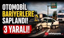 Otomobil bariyerlere saplandı: 3 yaralı