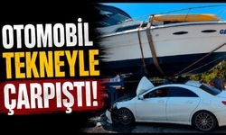 İlginç kaza: Otomobil tekneyle çarpıştı