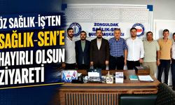 Öz Sağlık-İş'ten Sağlık-Sen'e hayırlı olsun ziyareti