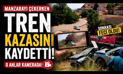 Manzarayı çekerken tren kazasını kaydetti