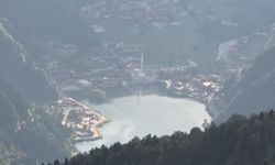 Trabzon'un incisi Uzungöl'de gün batımında görsel şölen