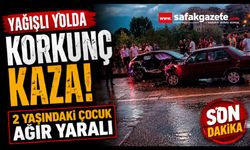 Yağışlı yolda iki otomobil çarpıştı: 4 yaralı