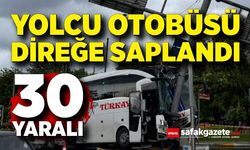 Yolcu otobüsü önce otomobile sonra levhaya çarptı: 30 yaralı