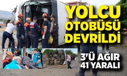 Yolcu otobüsü devrildi: 3'ü ağır 41 yaralı