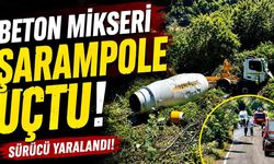 Beton mikseri şarampole uçtu! Sürücü yaralandı