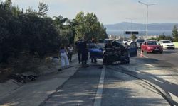 Alev alan otomobil zeytinlik alana sıçramadan söndürüldü
