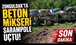 Zonguldak'ta beton mikseri şarampole uçtu