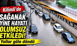 Kilimli’de sağanak yine hayatı olumsuz etkiledi: Yollar göle döndü