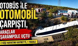 Otobüs İle Otomobil Çarpıştı, Araçlar Şarampole Uçtu