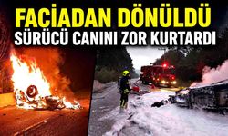 Devrilen otomobil alev aldı: Sürücü yaralı