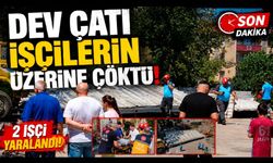 Vinçle Kaldırılan Dev Çatı İşçilerin Üzerine Çöktü!