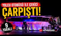 Yolcu otobüsü ile çekici çarpıştı: 9 yaralı