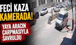 Feci kaza kamerada! Yaya aracın çarpmasıyla savruldu