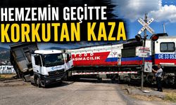 Hemzemin geçitte korkutan kaza!