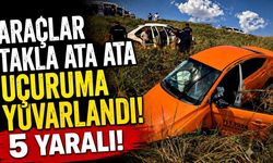 Araçlar takla ata ata uçuruma yuvarlandı!