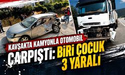 Kavşakta kamyonla otomobil çarpıştı: Biri çocuk 3 yaralı