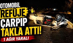 Otomobil refüje çarpıp takla attı: 1 ağır yaralı