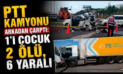 PTT kargo kamyonu otomobile arkadan çarptı