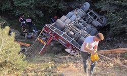 Kontrolden çıkan tır şarampole devrildi, sürücü hayatını kaybetti