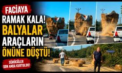 Saman balyalarının kamyondan düştüğü anlar kamerada