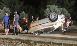Ters şeride giren araç takla attı