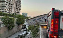 Tır yol kenarındaki dereye uçtu: 1 yaralı