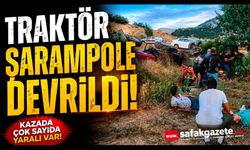Traktör şarampole devrildi: Kazada çok sayıda verildi