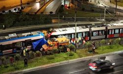 İki tramvayın çarpıştığı kaza yeri havadan görüntülendi