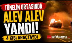 Tünelde otomobil alev topuna döndü: Trafik kilitlendi