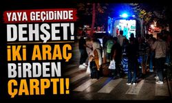 Genç kıza yaya geçidinden geçerken iki araç çarptı