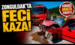 Zonguldak'ta korkutan kaza: Sürücü araçta sıkıştı