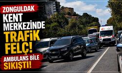 Zonguldak kent merkezinde trafik felç: Ambulans bile sıkıştı!