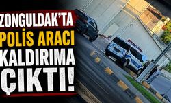 Zonguldak'ta Polis Aracı Kaldırıma Çıktı