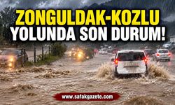 Kozlu Sahil Yolu’nu sağanak vurdu: Sürücüler zor anlar yaşadı!